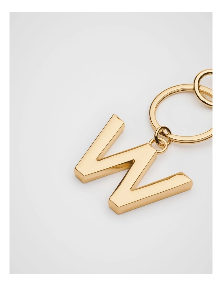 Initials W Keyring in Gold image 2