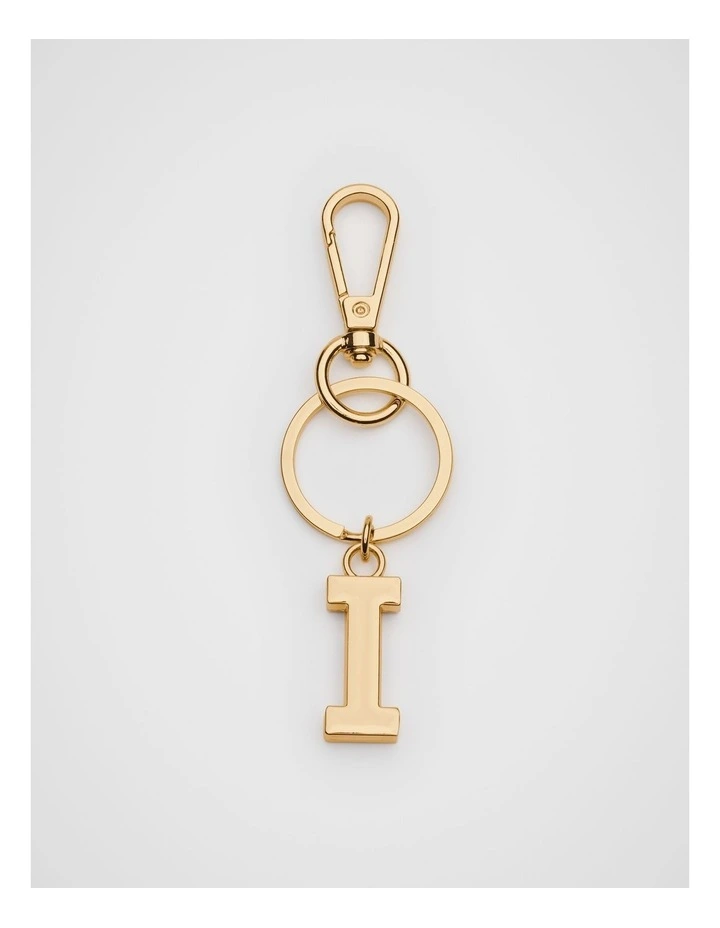Initials I Keyring in Gold image 1