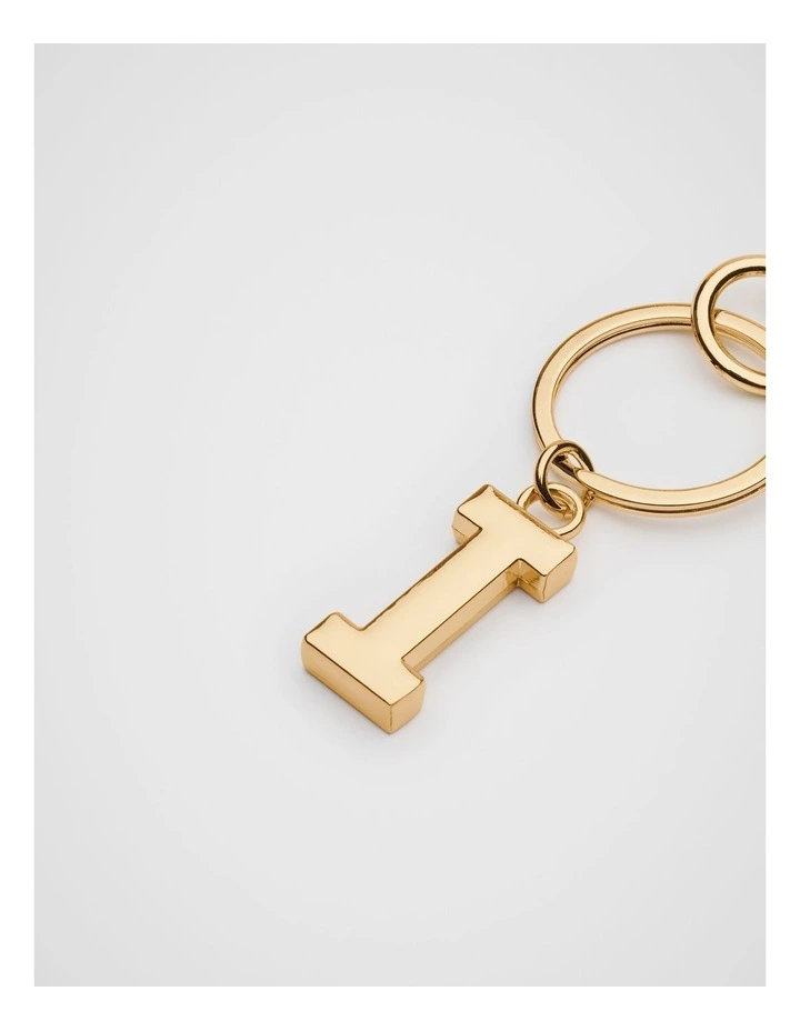 Initials I Keyring in Gold image 2