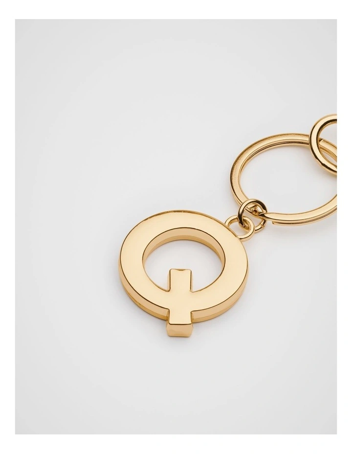 Initials Q Keyring in Gold image 2