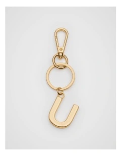Initials U Keyring in Gold