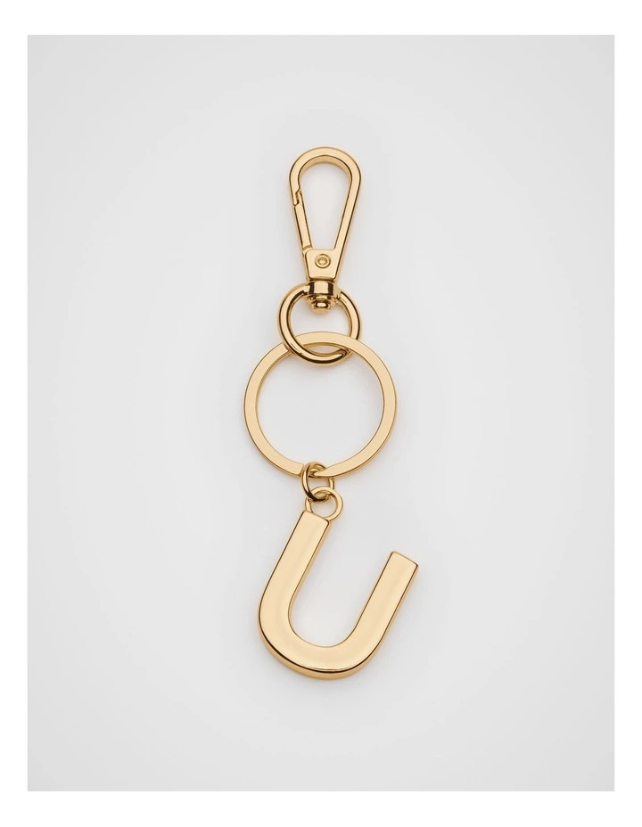 Initials U Keyring in Gold image 1
