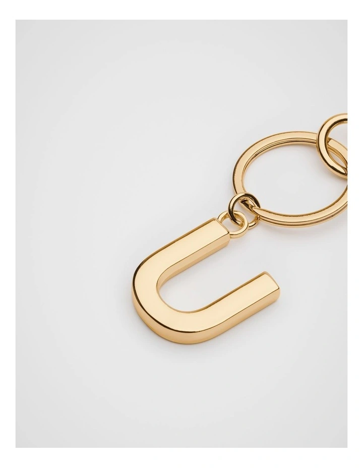 Initials U Keyring in Gold image 2