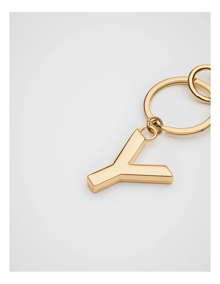 Initials Y Keyring in Gold image 2