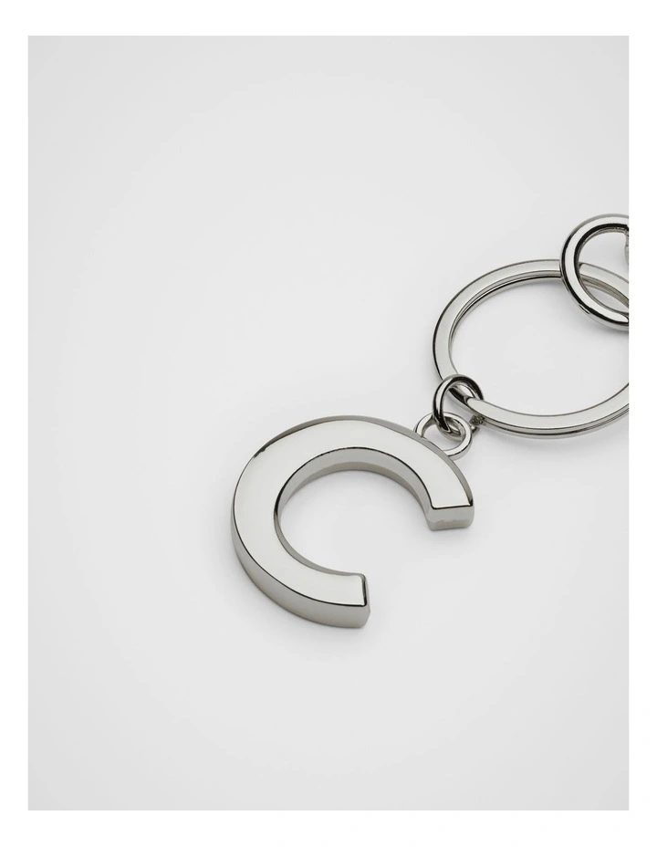 Initials C Keyring in Silver image 2