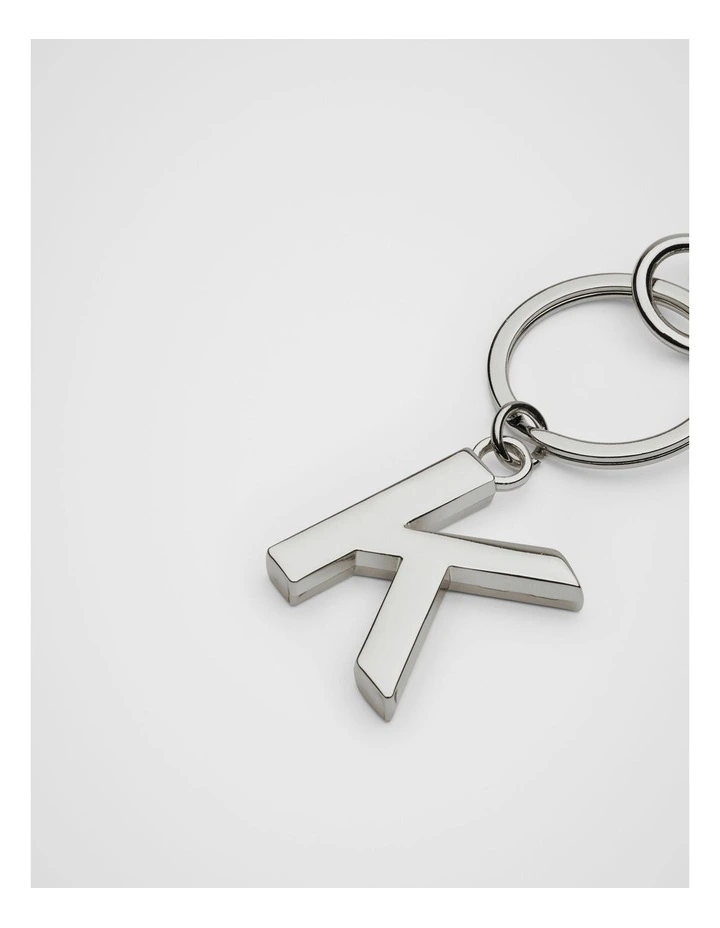 Initials K Keyring in Silver image 2