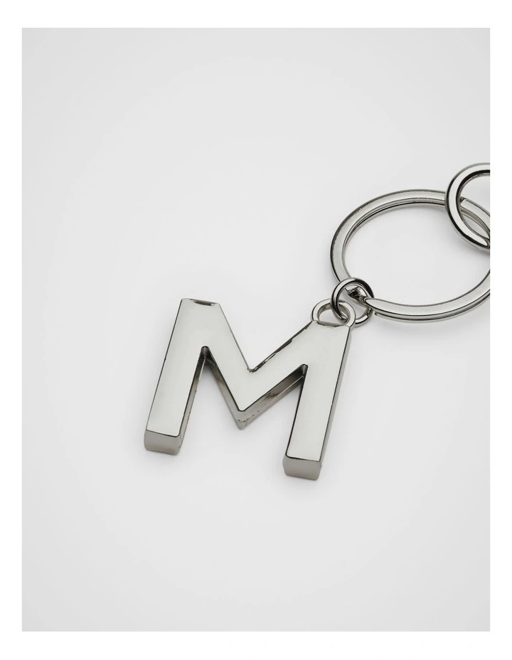 Initials M Keyring in Silver image 2