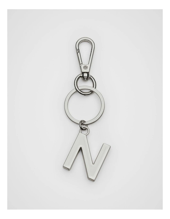 Initials N Keyring in Silver image 1