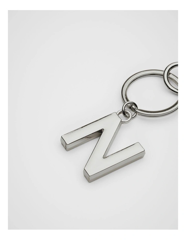 Initials N Keyring in Silver image 2