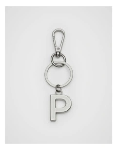 Initials P Keyring in Silver