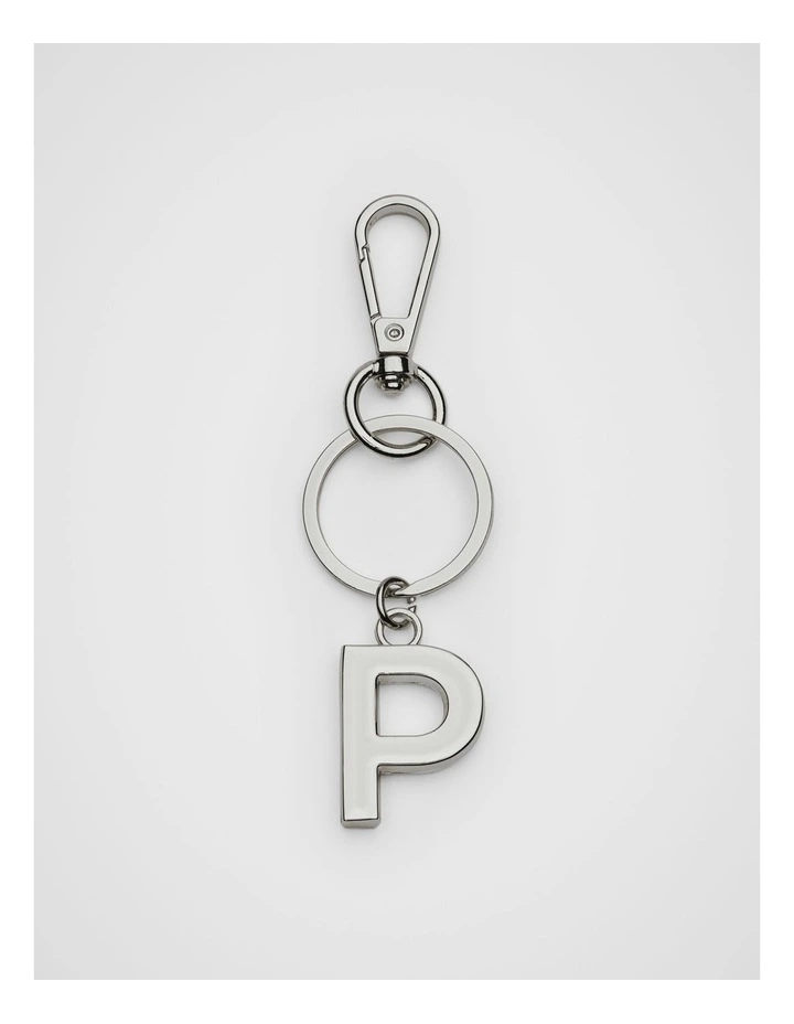 Initials P Keyring in Silver image 1
