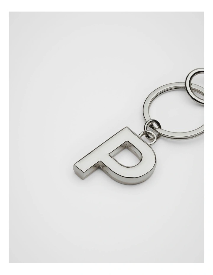 Initials P Keyring in Silver image 2