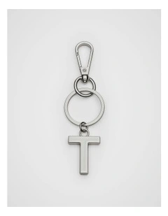 Initials T Keyring in Silver