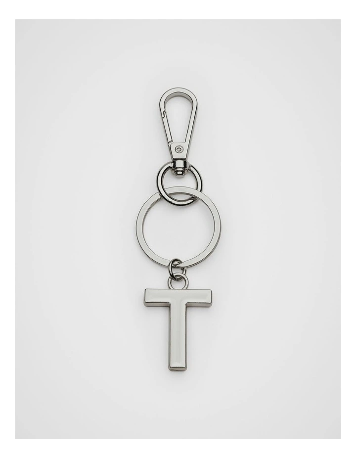 Initials T Keyring in Silver image 1