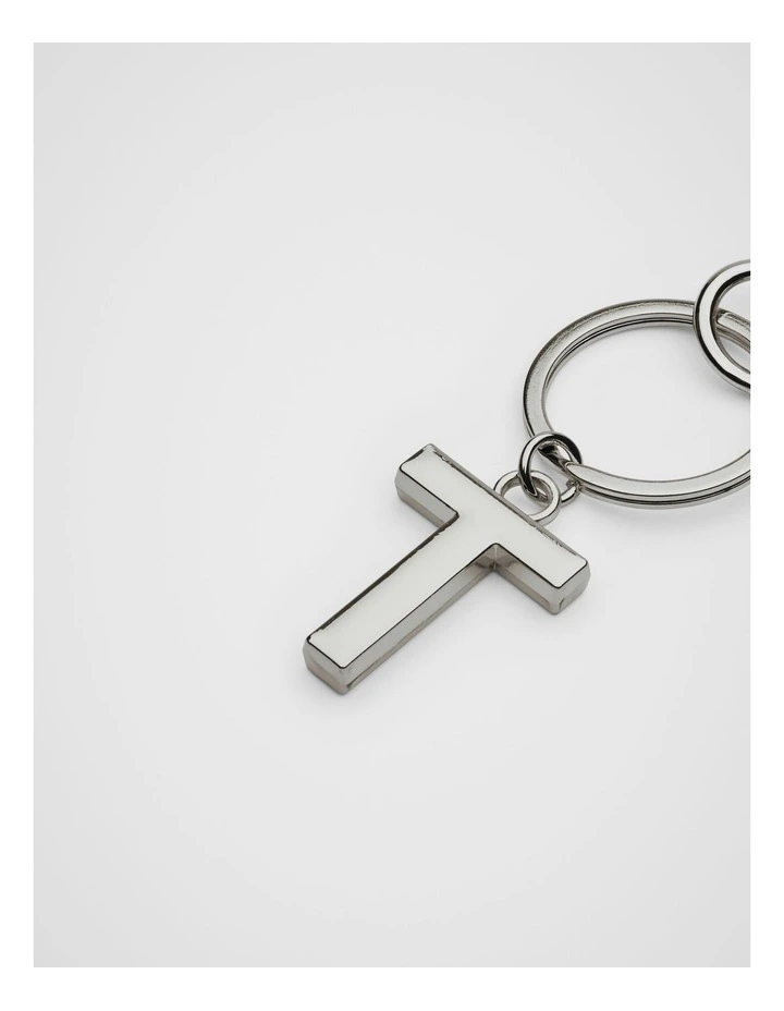 Initials T Keyring in Silver image 2