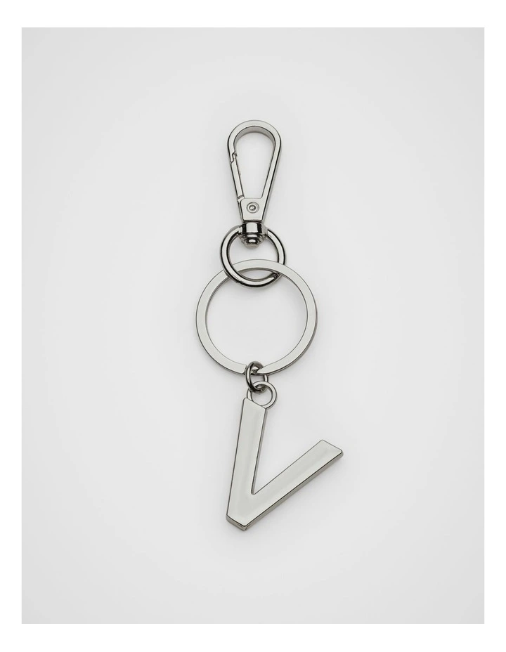 Initials V Keyring in Silver image 1
