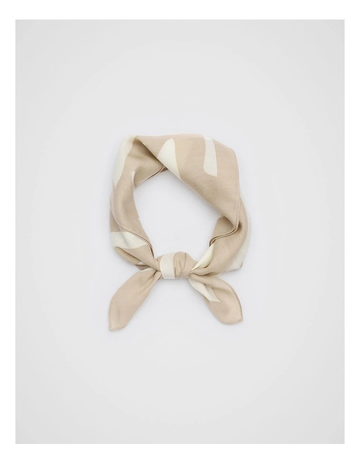 Printed Headscarf in Iced Latte image 1