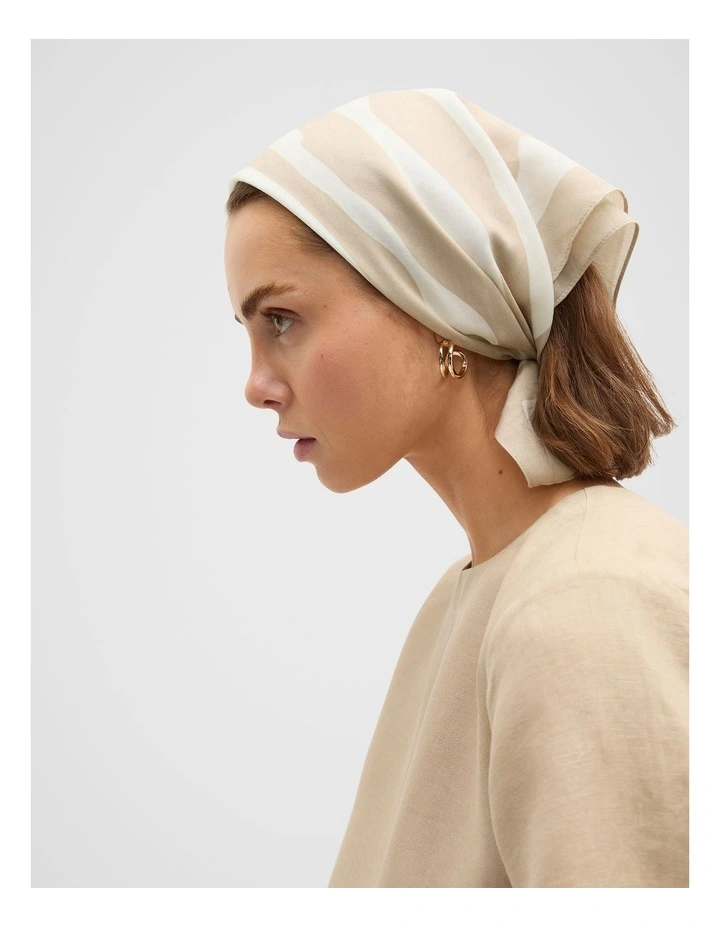Printed Headscarf in Iced Latte image 2
