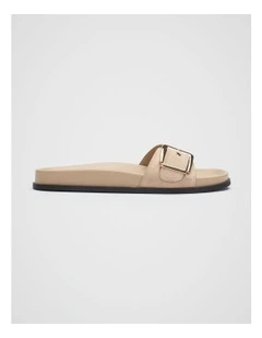 Asher Buckle Slide in Iced Latte Suede