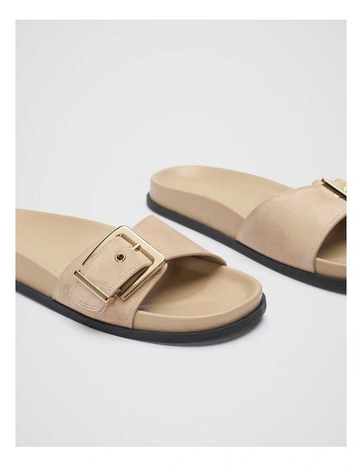 Asher Buckle Slide in Iced Latte Suede image 3