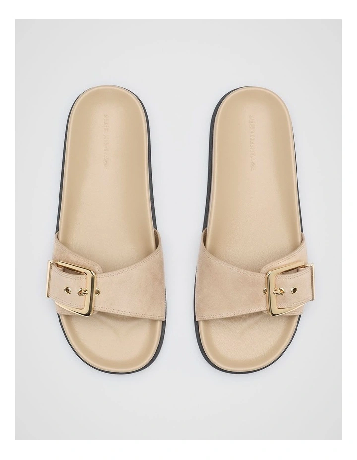 Asher Buckle Slide in Iced Latte Suede image 4