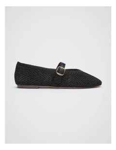 Mara Crochet Ballet Flat in Black