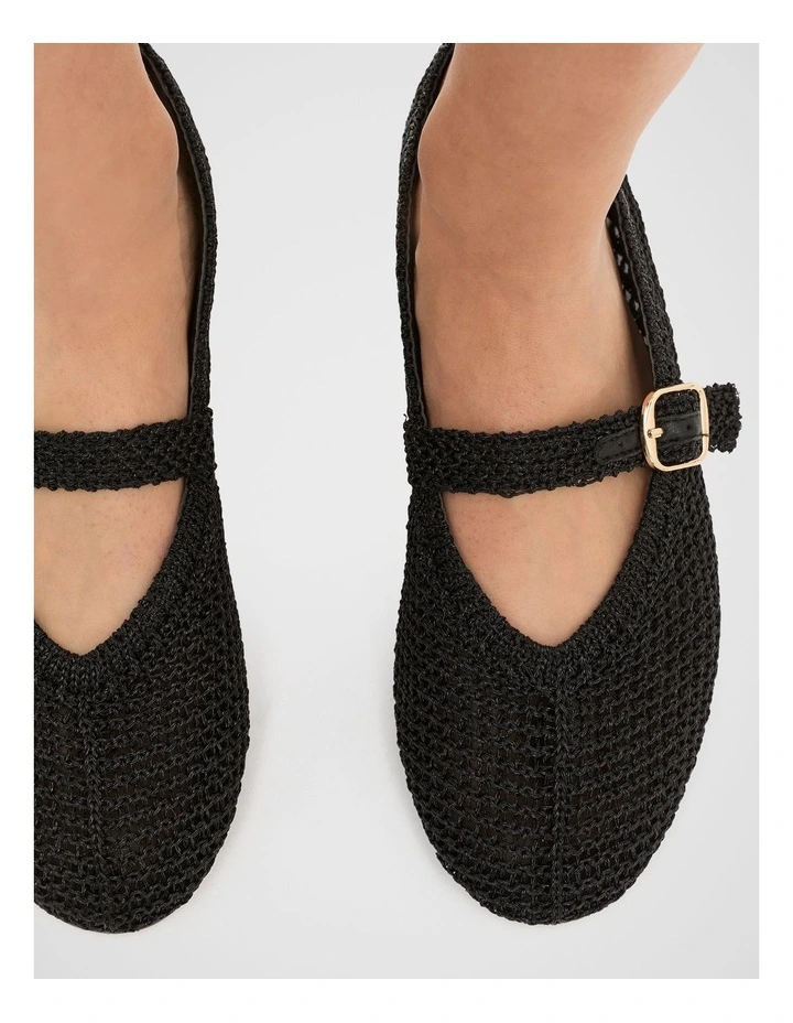 Mara Crochet Ballet Flat in Black image 2