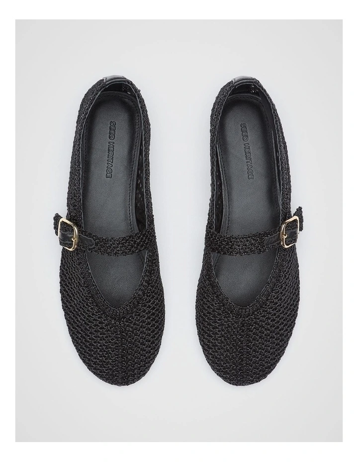 Mara Crochet Ballet Flat in Black image 3