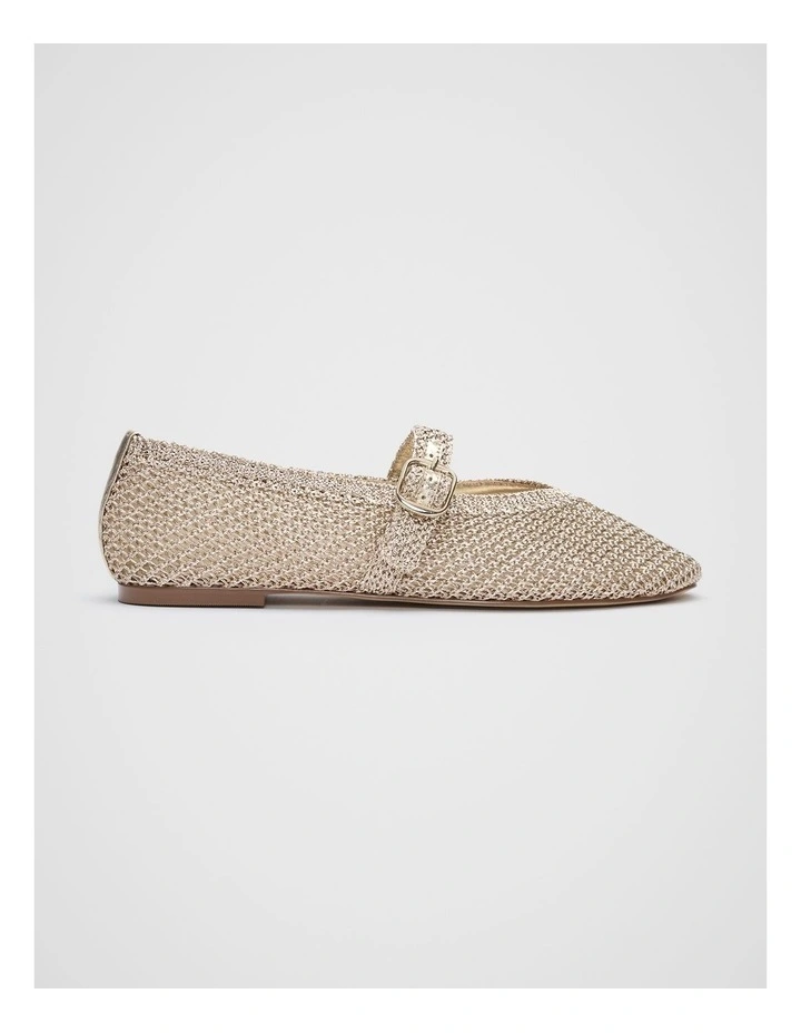 Mara Crochet Ballet Flat in Pale Gold image 1