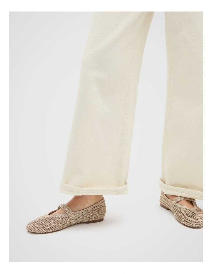 Mara Crochet Ballet Flat in Pale Gold image 2