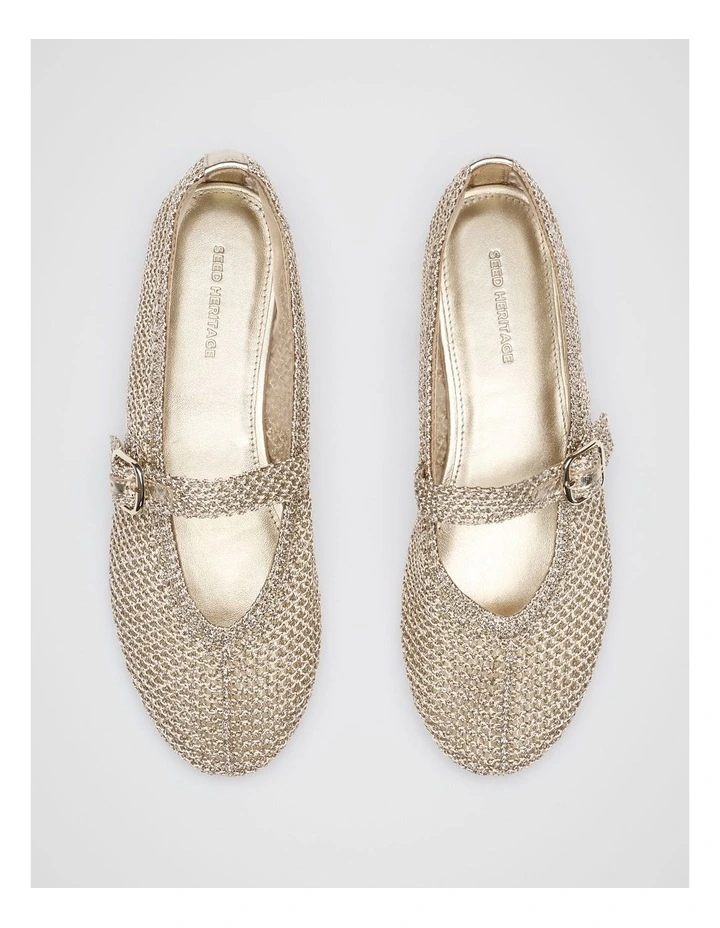 Mara Crochet Ballet Flat in Pale Gold image 3