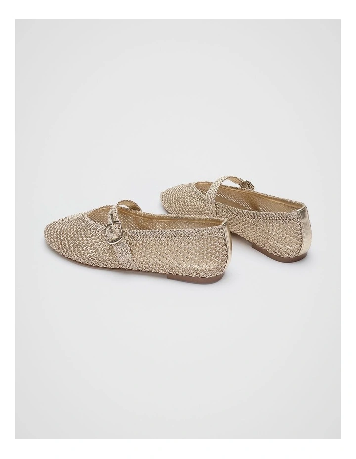 Mara Crochet Ballet Flat in Pale Gold image 4