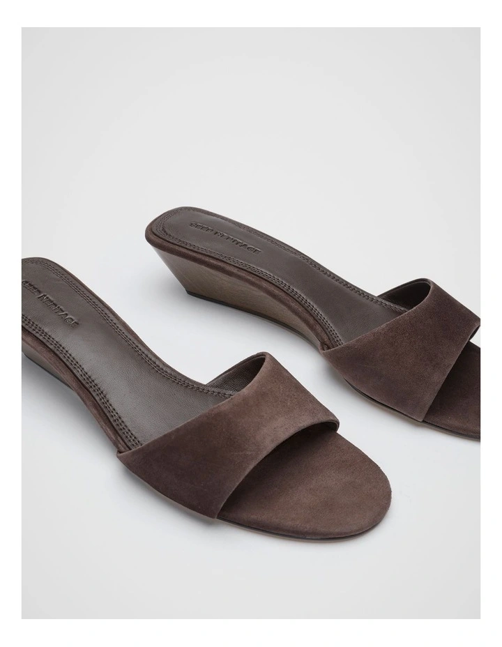 Saige Wedge in Chocolate Suede image 3