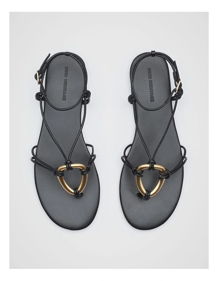 Etta Ring Detail Sandal in Black image 4