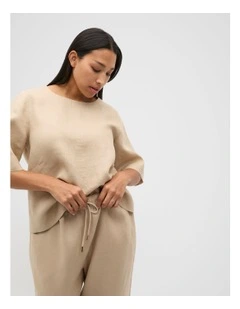 Core Linen Tee in Iced Latte