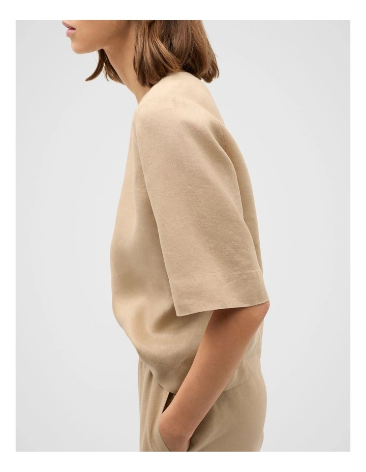 Core Linen Tee in Iced Latte image 5
