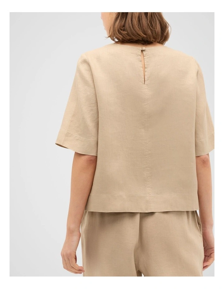 Core Linen Tee in Iced Latte image 6