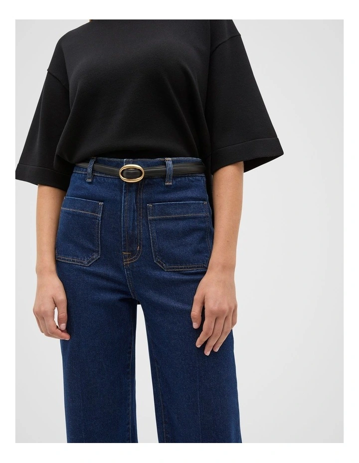 Carmen Oval Buckle Belt in Black image 2