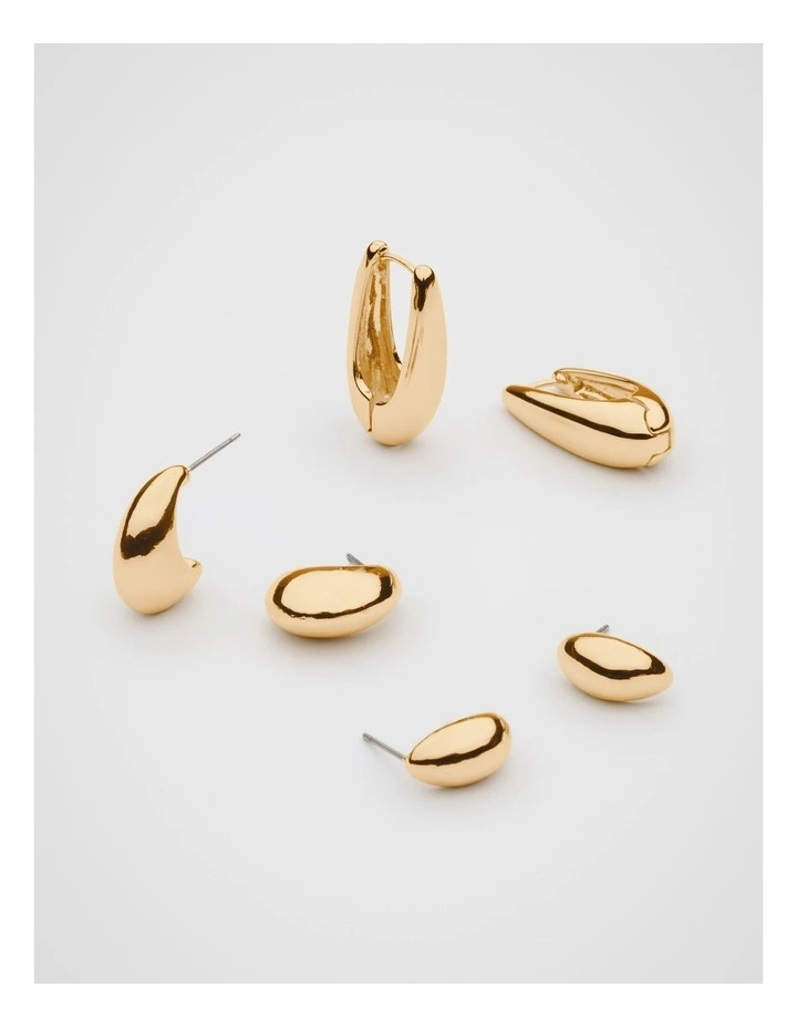Teardrop Earrings Pack in Gold image 3