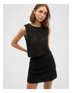 Crochet Knit Tank in Black