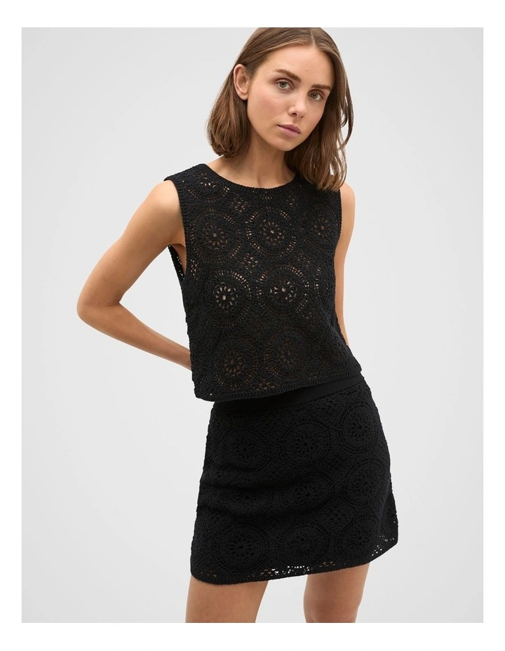 Crochet Knit Tank in Black image 1
