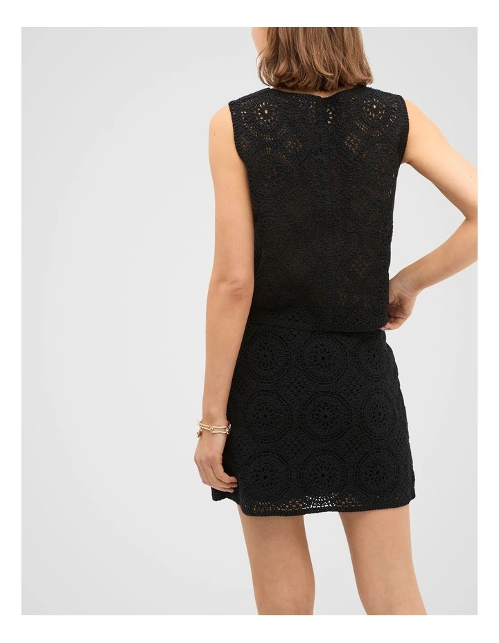 Crochet Knit Tank in Black image 2