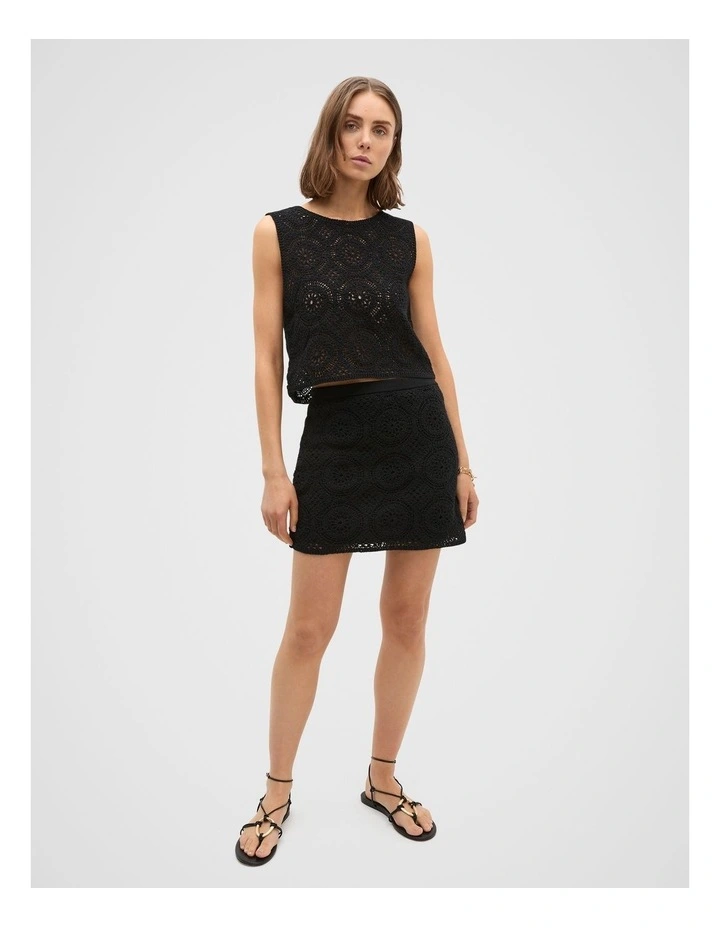 Crochet Knit Tank in Black image 3