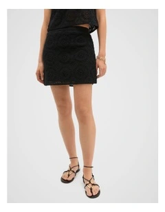 Crochet Knit Skirt in Black