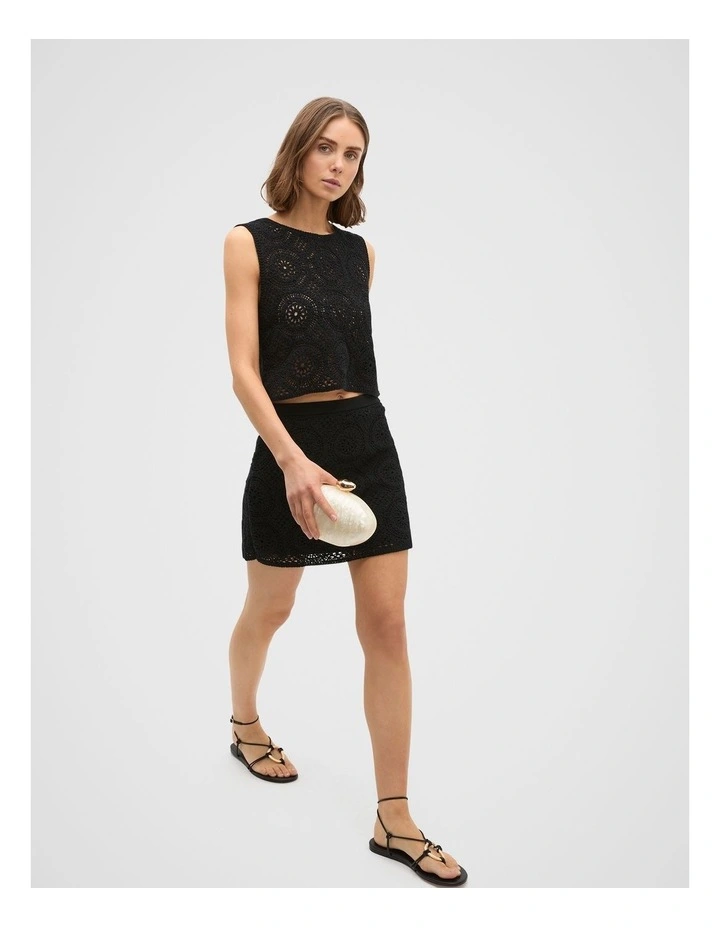 Crochet Knit Skirt in Black image 4