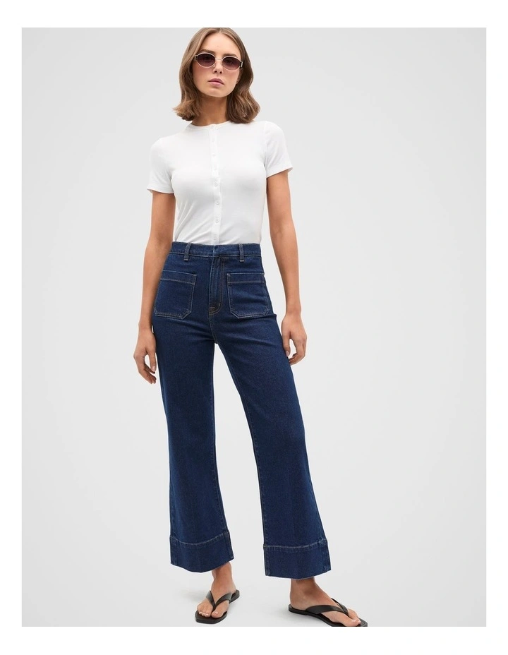 Rib Button Through Top in White image 4