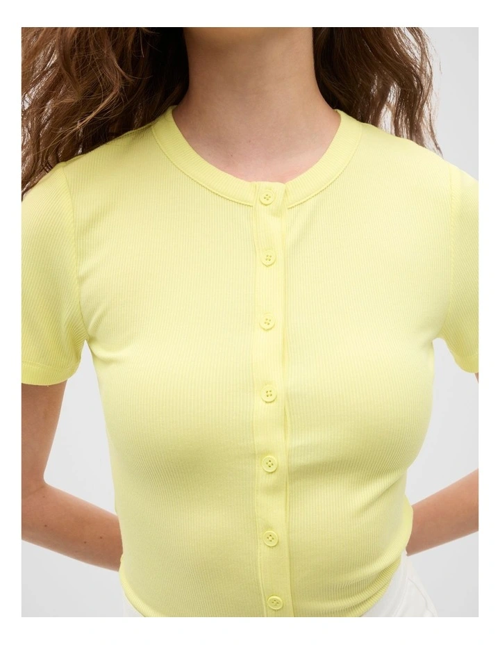 Rib Button Through Top in Yellow image 4