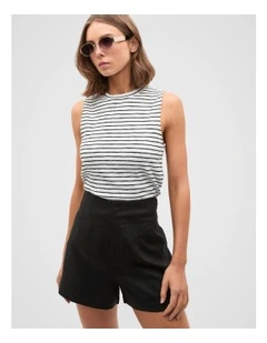 Stripe Textured Shell Top in Mono Stripe
