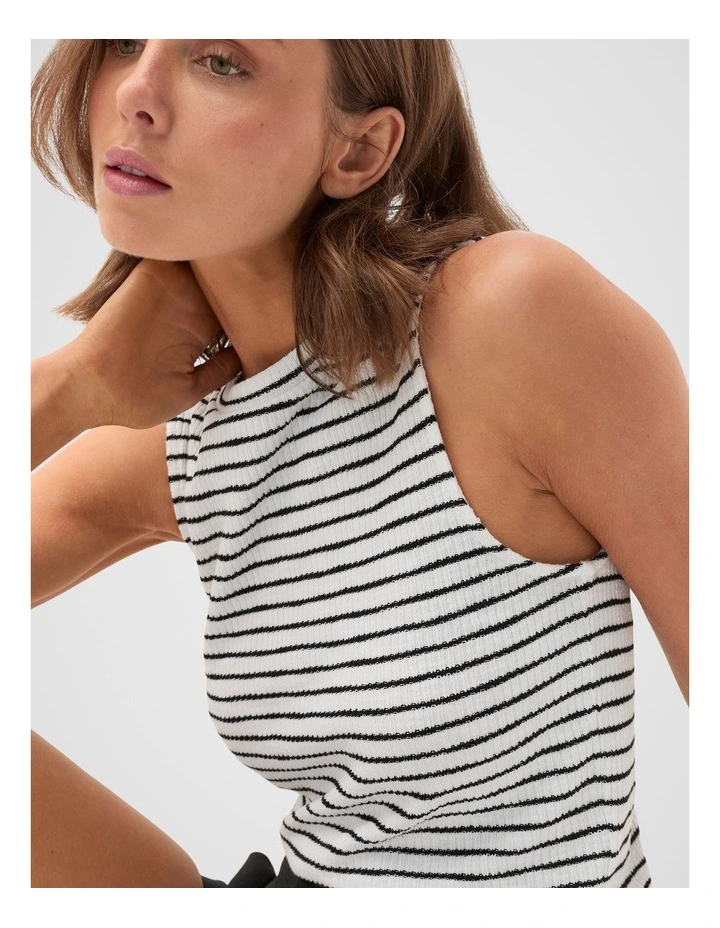 Stripe Textured Shell Top in Mono Stripe image 3