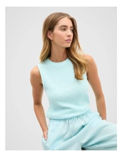 Stripe Textured Shell Top in Skyway Stripe